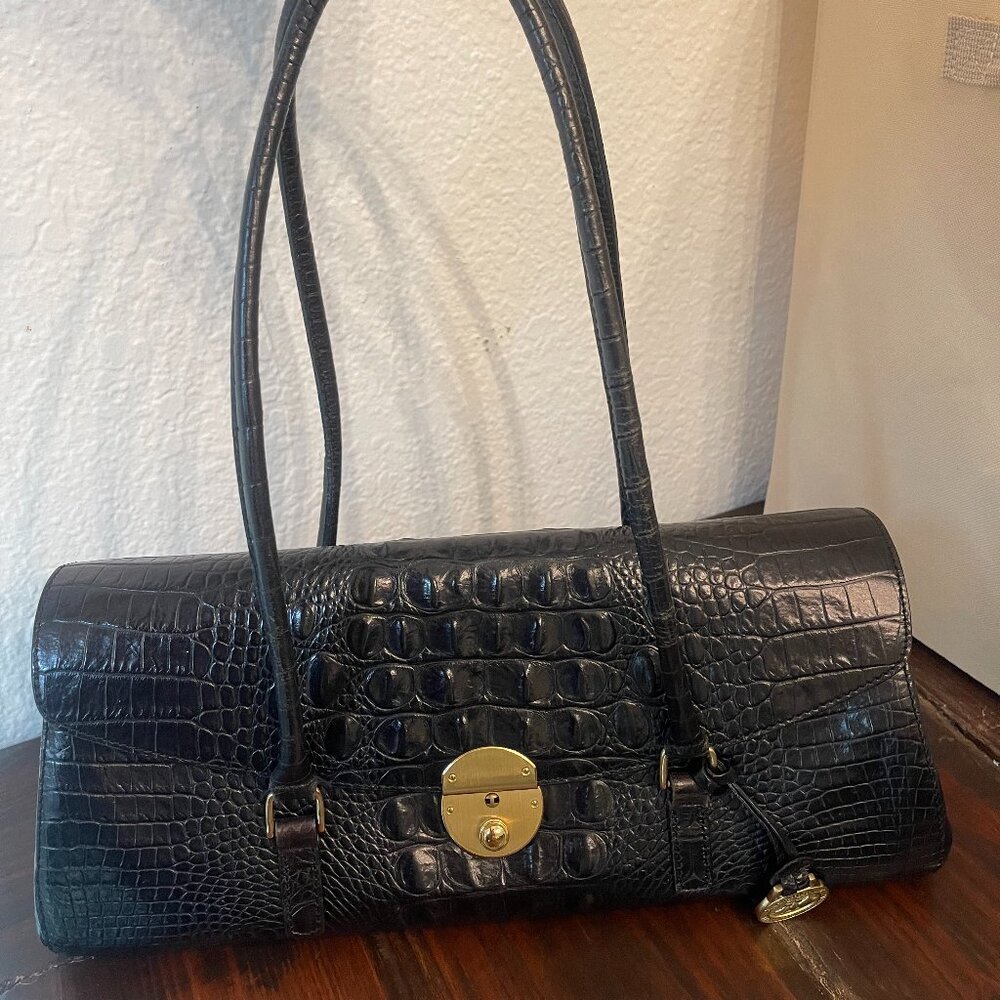 Brahmin Dayan Black Melbourne Leather Satchel